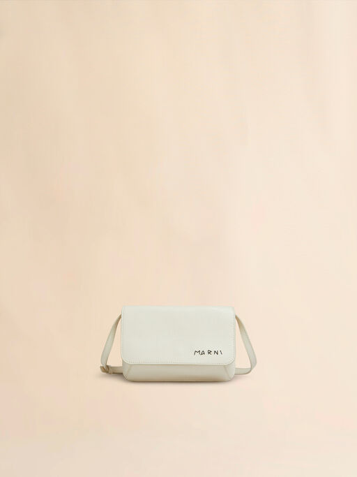 Ivory leather shoulder bag with Marni Mending - Pochettes