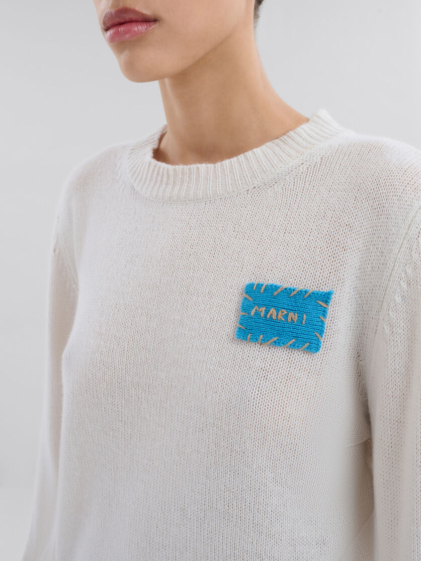 White cashmere jumper with Marni mending patch | Marni