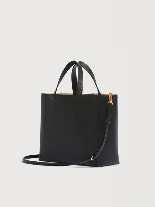 Black leather Museo Soft tote Bag with Marni Symbol embroidery - Shopping Bags