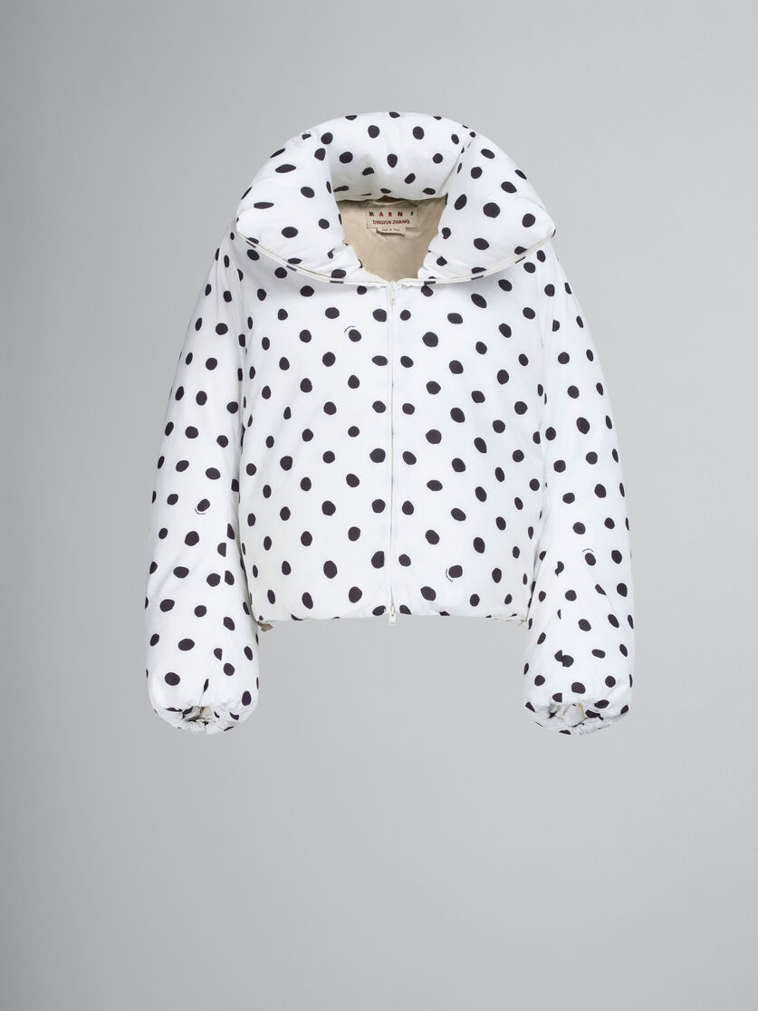 White oversized down jacket with polka dots - Winter jackets - Image 1
