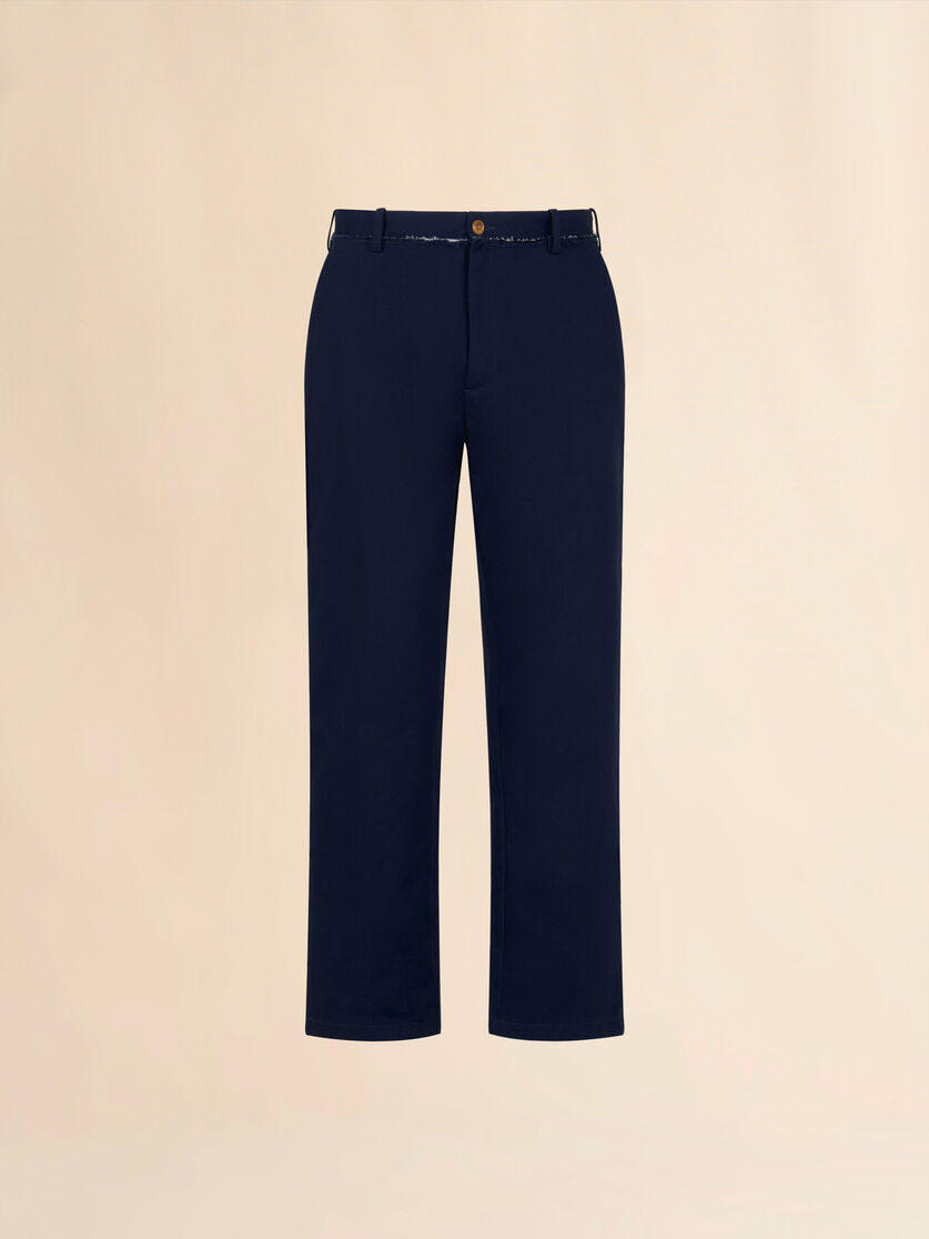 Pantaloni in gabardina organica blu - Pantaloni - Image 1