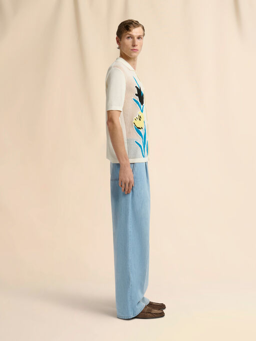 Light blue chambray jeans with foulard - Pants