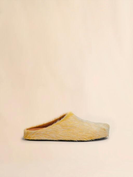 Yellow long hair calfskin Fussbett sabot - Clogs