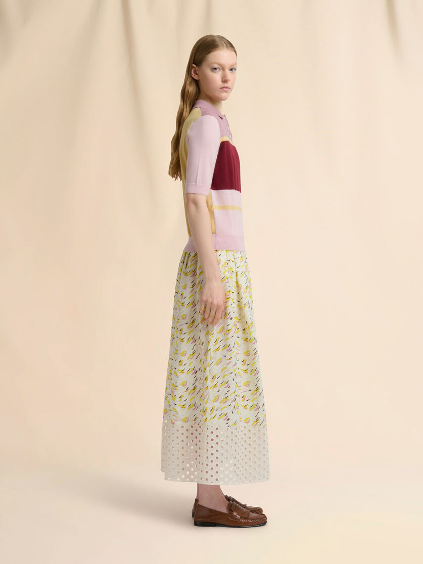 Falda de lino amarilla con estampado Brushstroke Wave, Image 5