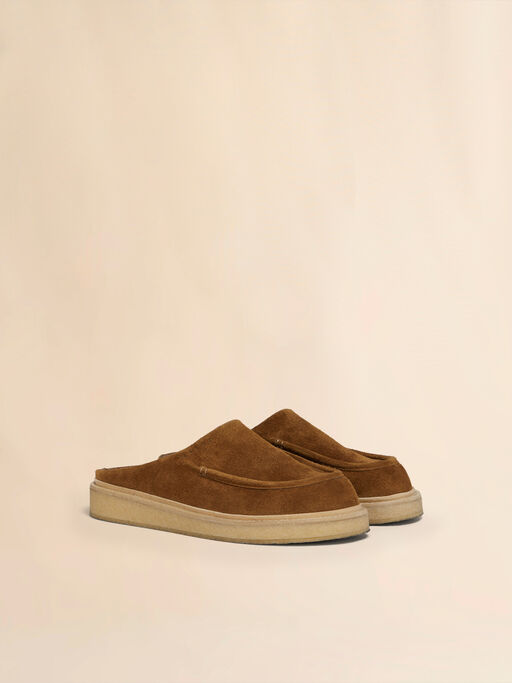 Sabot in suede marrone con suola in para - Zoccoli
