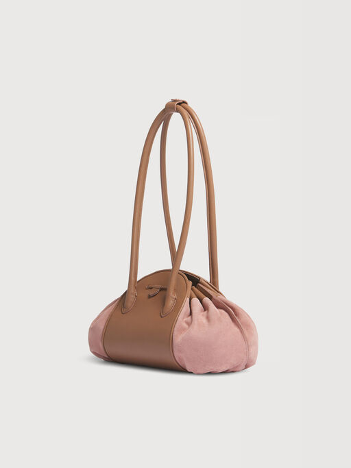 Pink leather and suede Tulipea shoulder bag - Shopping Bags