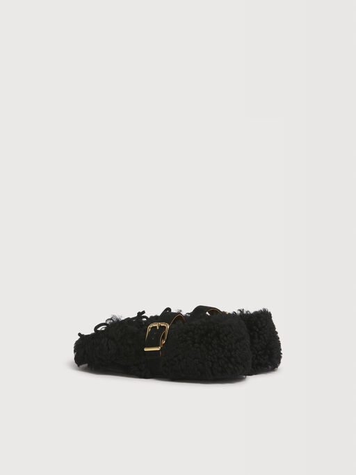 Black shearling ballerina with buckle - Ballet Shoes