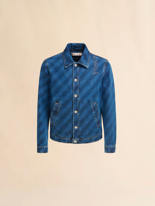Blue striped denim jacket - Jackets