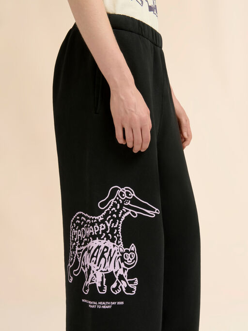 Marni + Madhappy black cotton sweatpants with animal print - Pants