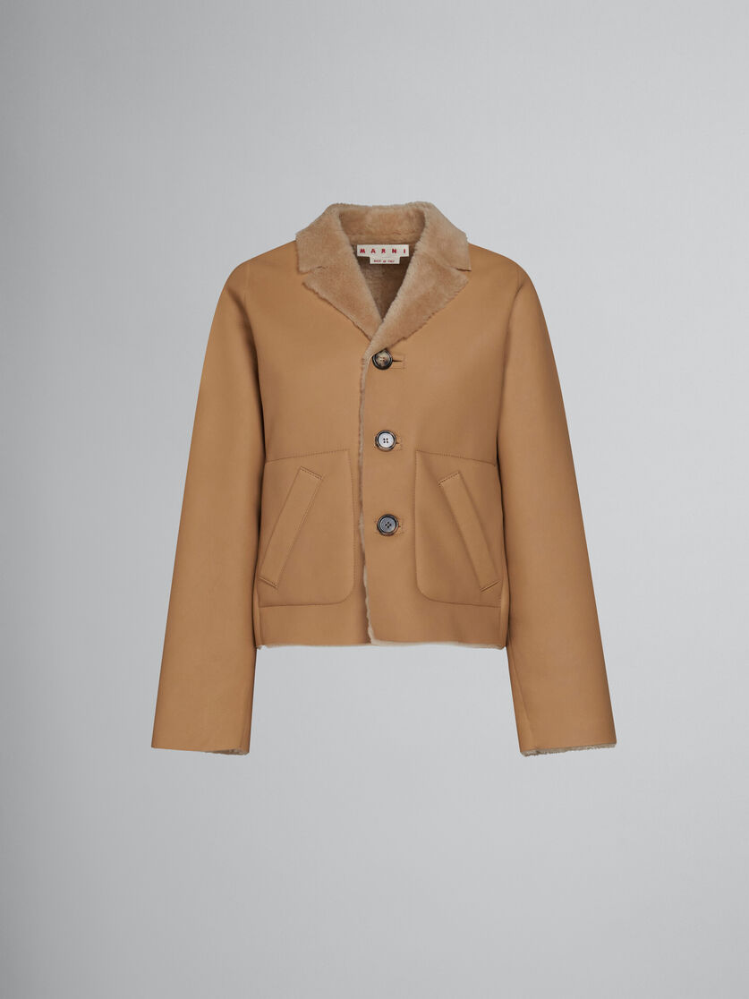 Beige reversible shearling jacket - Jackets - Image 1