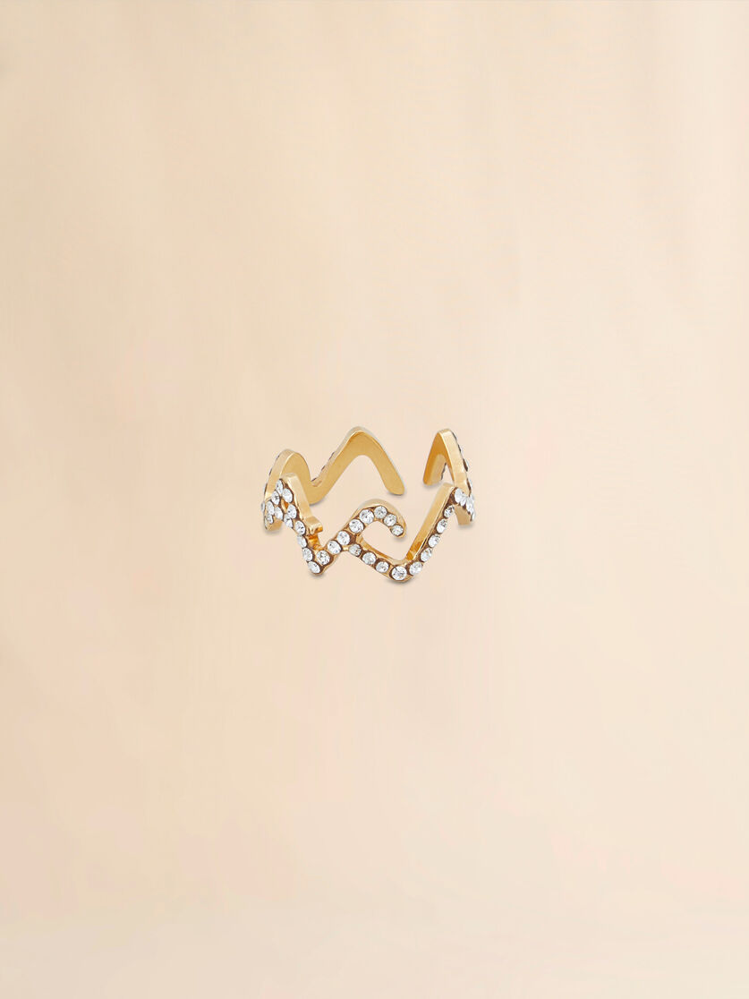 라인스톤 디테일 골드 Marni Symbol 링 - 링 - Image 3
