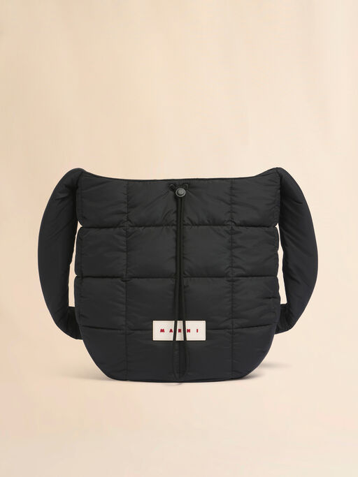 ブラック Puff ホーボーバッグ - ショルダーバッグ