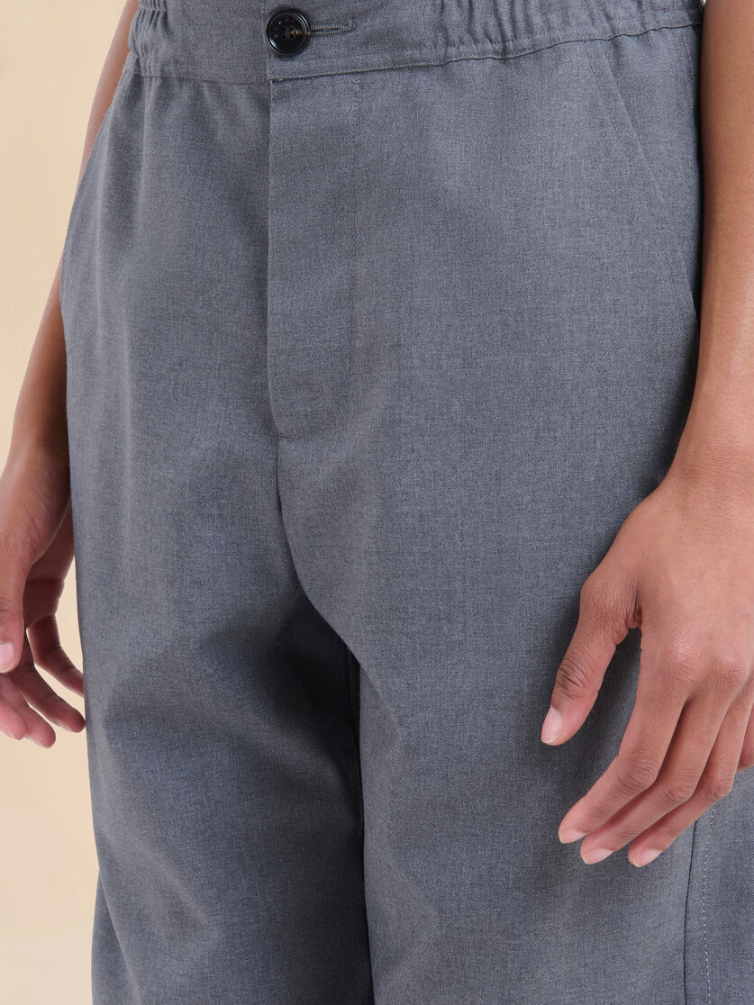 Graue Hose aus Wolle mit geradem Schnitt und Marni Symbol Stickerei - Hosen - Image 4