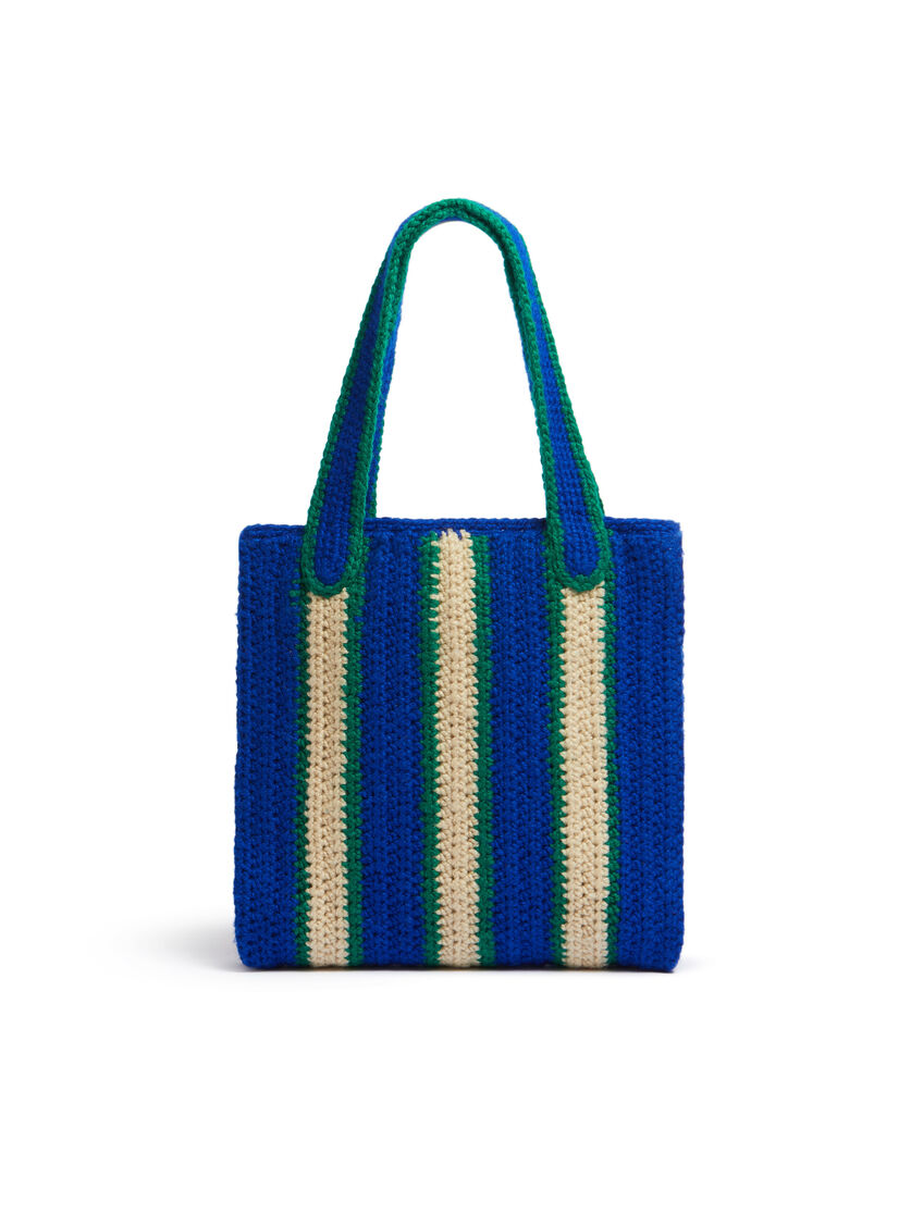 ストライプ ブルー&レッド クロシェ製 MARNI MARKET ショッピングバッグ - ショッピングバッグ - Image 3