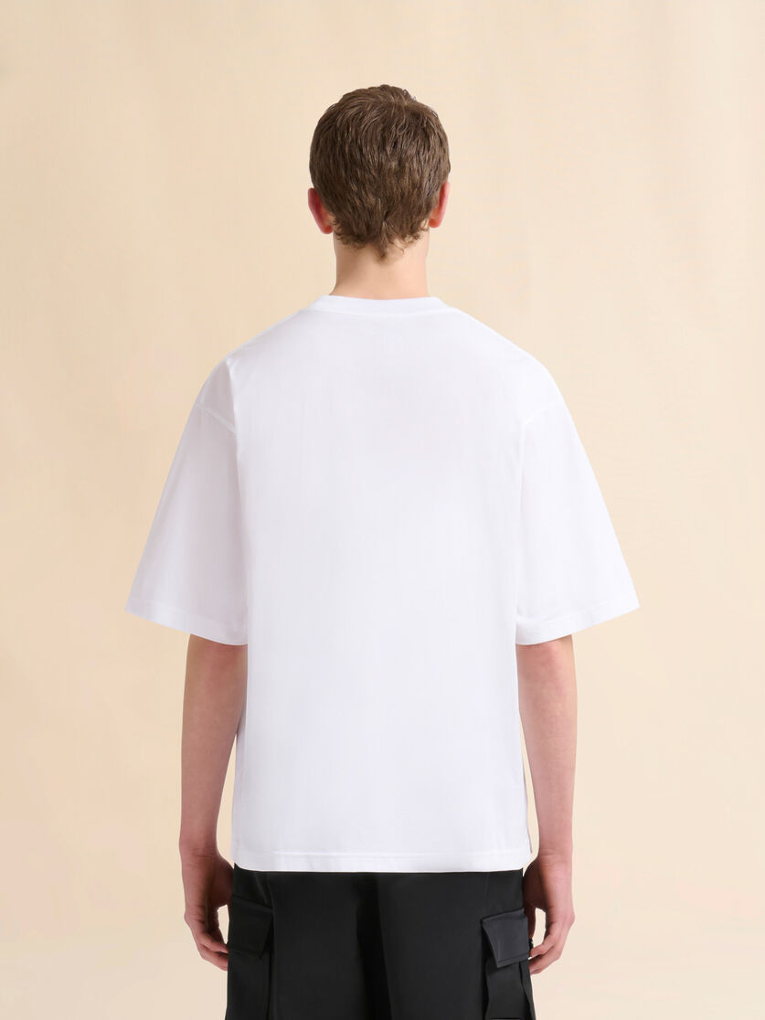 White cotton T-shirt with fawn print - Shirts - Image 3