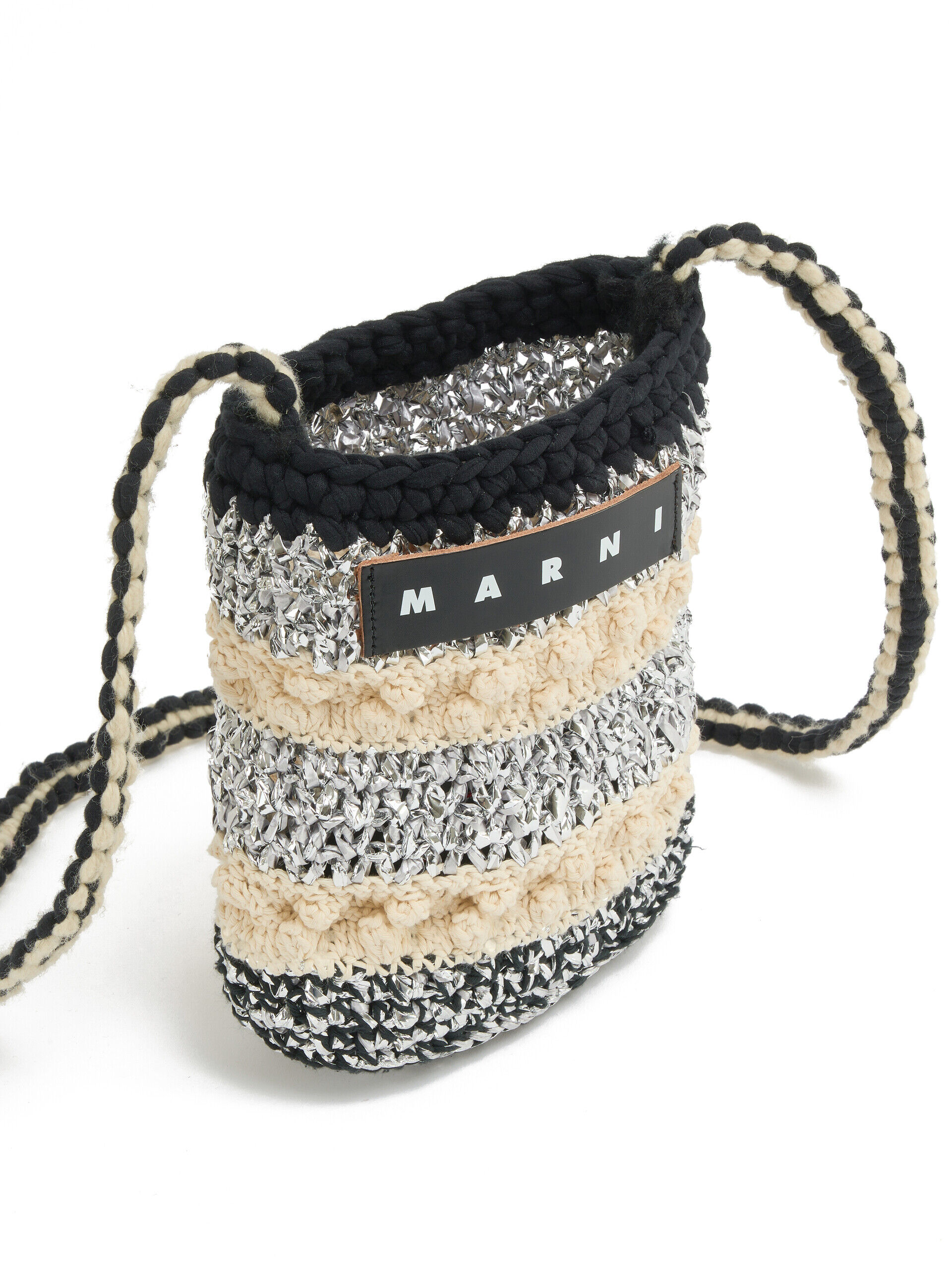 ホワイト シルバー ボブルニット MARNI MARKET ミニクロスボディ