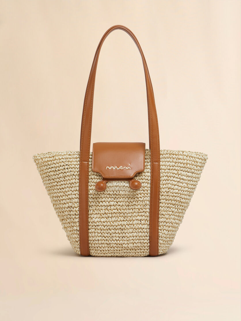 Tote bag da spiaggia Trunkaroo piccola in tessuto effetto rafia nera - Borse shopping - Image 1