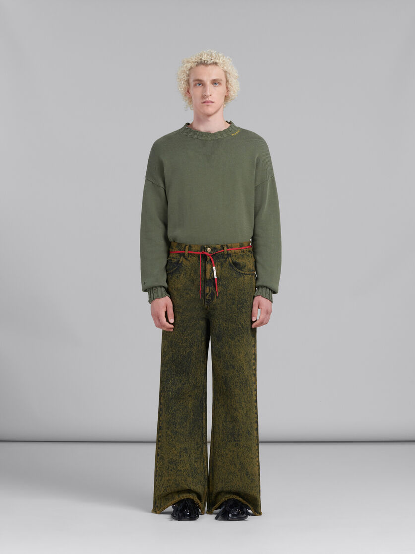 Green marble-dyed denim flared jeans | Marni 