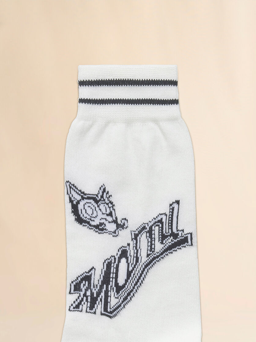 Dunkelblaue Baumwollsocken mit Jacquard-Stickerei - Socken - Image 3