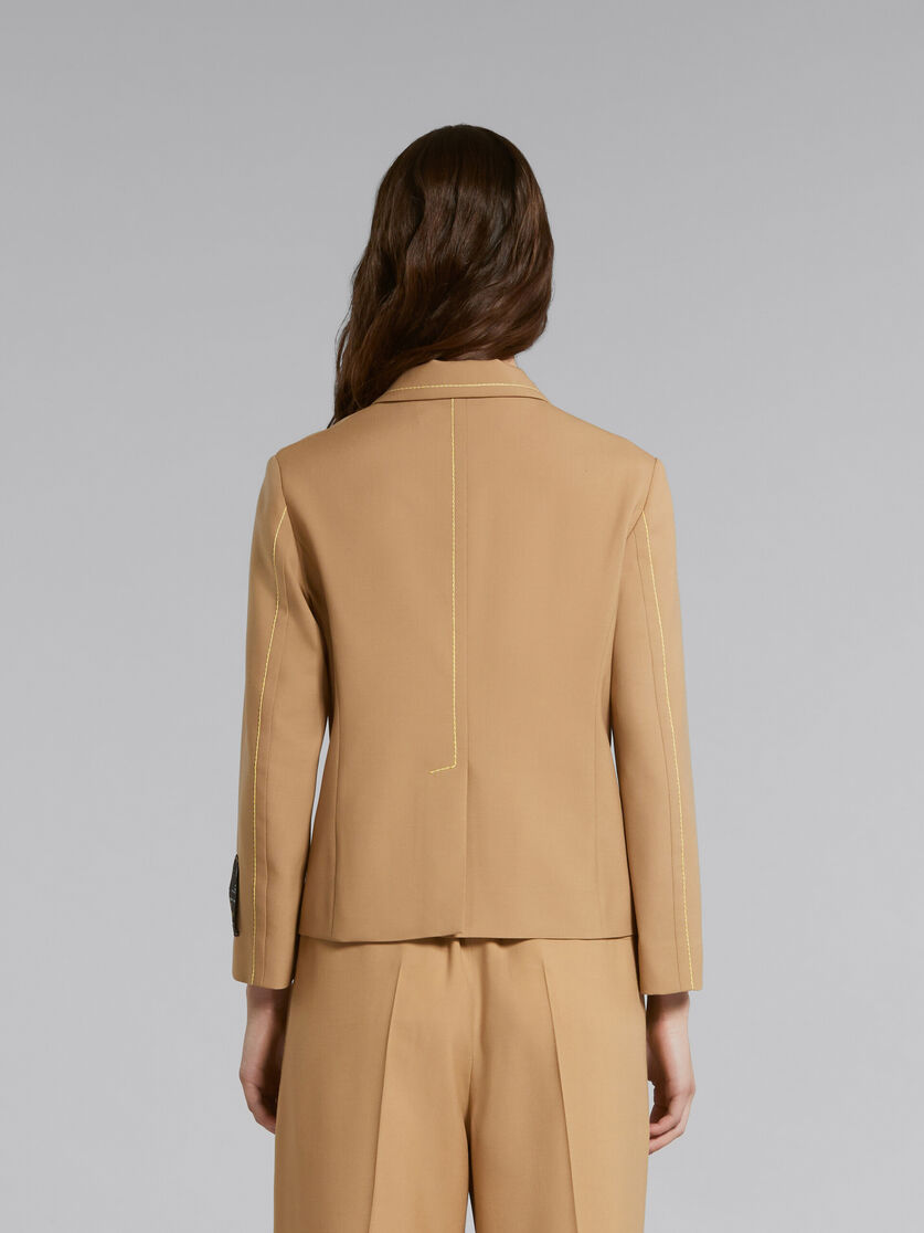 Veste en laine beige avec surpiqûres contrastantes - Manteaux - Image 3