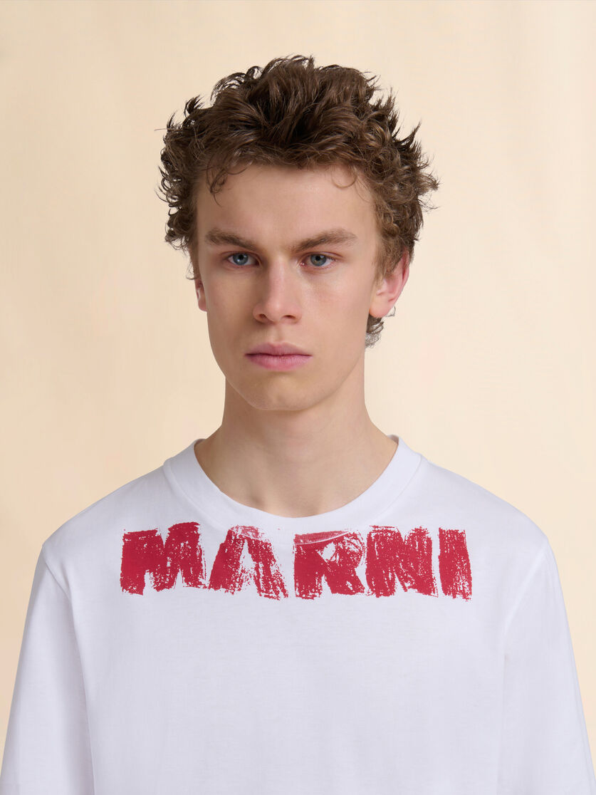 White cotton T-shirt with Marni Monolith print - Shirts - Image 4