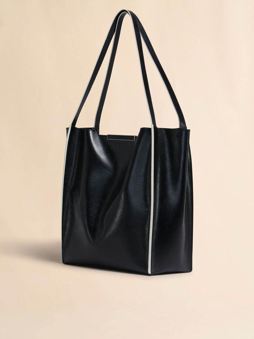 Black leather Cresta N/S tote bag - Shopping Bags - Image 3