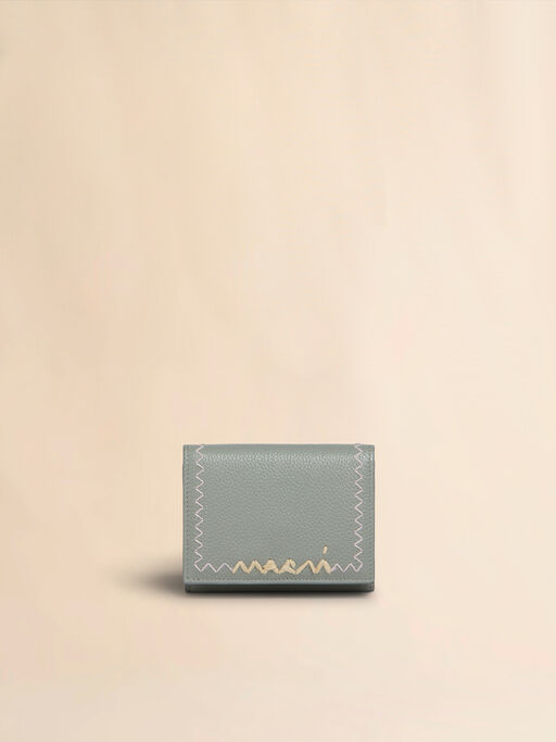 Grey leather trifold wallet with Marni Symbol logo - Wallets