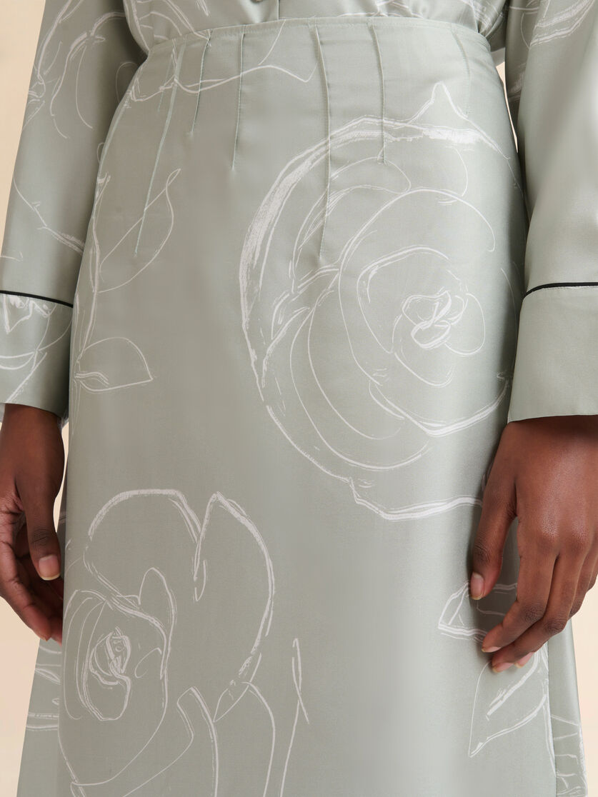 Green silk skirt with Aurora print - Skirts - Image 4