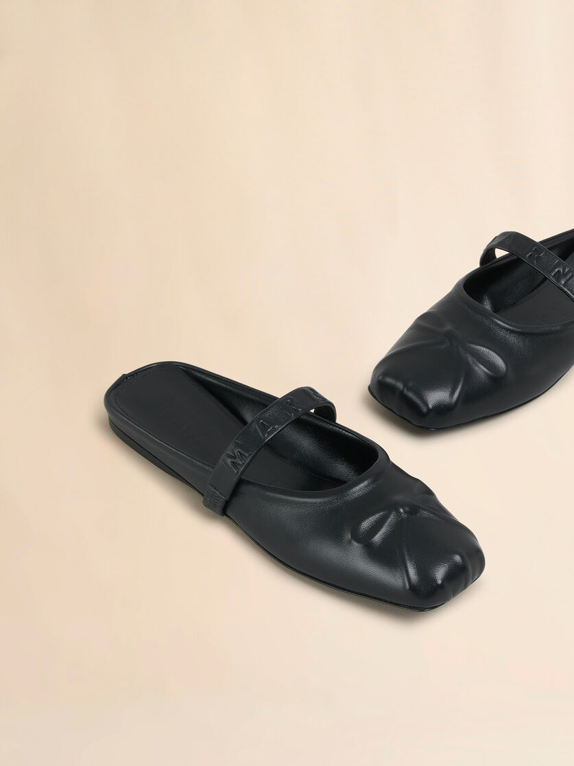 Black nappa leather Little Bow sabot ballet flat - Sandals - Image 5