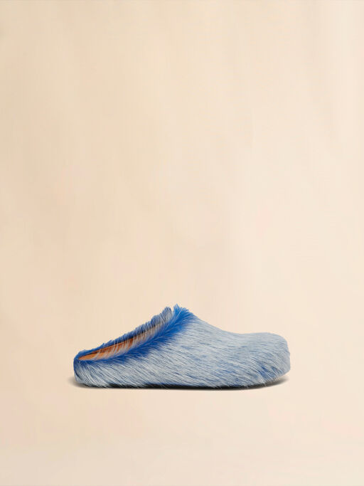 Indigo long hair calfskin Fussbett sabot - Clogs