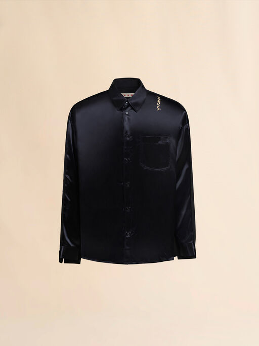 Black wool and viscose shirt with Marni Symbol - Shirts