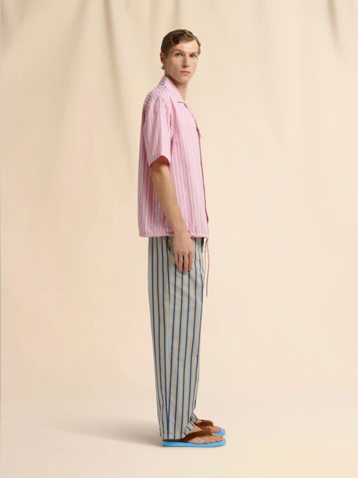 Pink striped poplin shirt with drawstring hem - Shirts