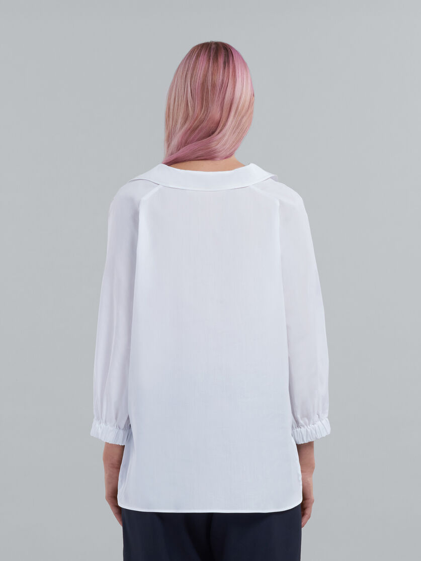 Square-neck top in pink organic poplin - Shirts - Image 3