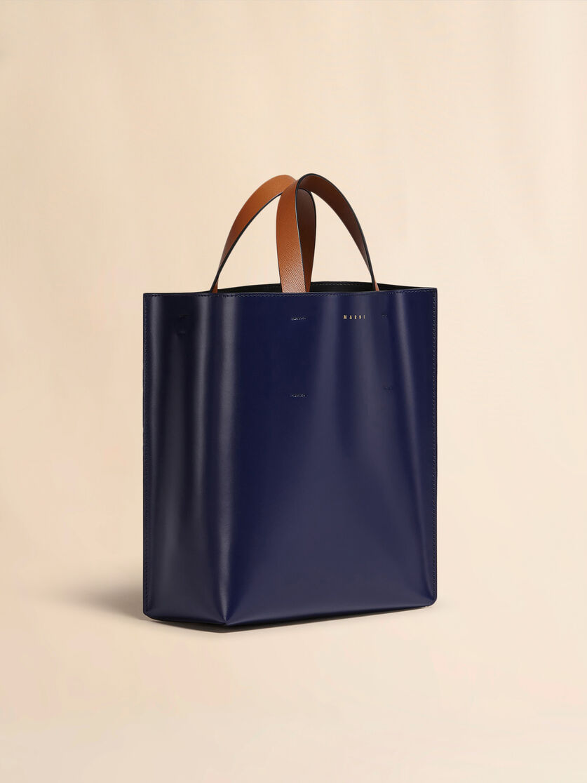 MUSEO small bag in blue and white leather - Shopping Bags - Image 5