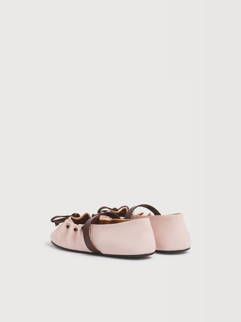 Pink and brown leather Mary Jane Soft Ballerina, Image 3
