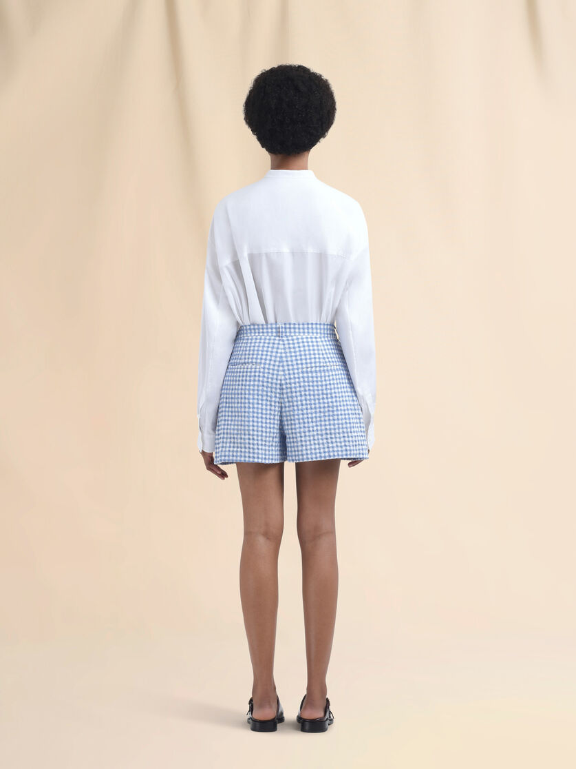Light blue and white checked seersucker shorts - Pants - Image 3