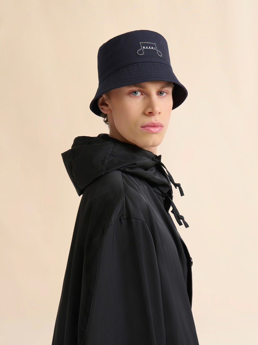 Deep blue organic gabardine bucket hat with Trunkaroo patch - Hats - Image 2