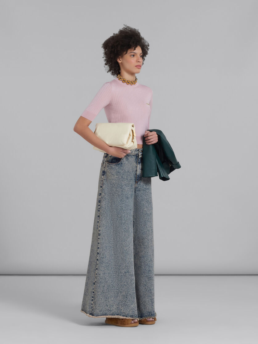 Rosafarbener, gerippter Pullover aus Wolle und Seide - Pullover - Image 5