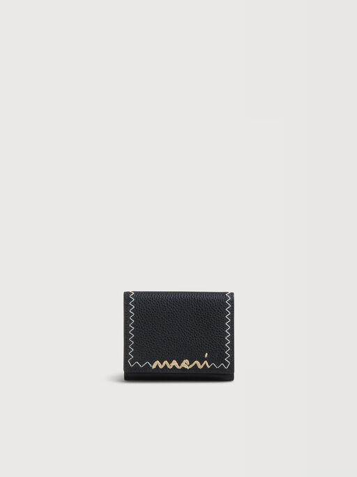 Black leather trifold wallet with Marni Symbol logo - Wallets