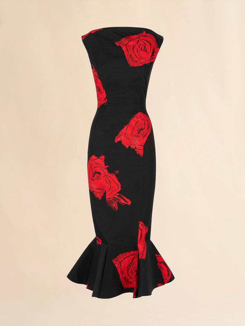 Robe en popeline noire avec imprimé Juno - Robes - Image 1