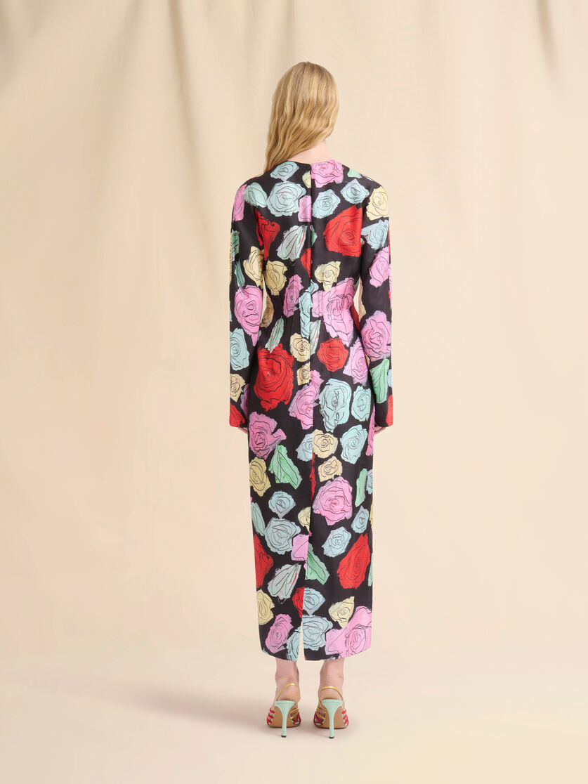 Black silk long-sleeve dress wih Orion print - Dresses - Image 3