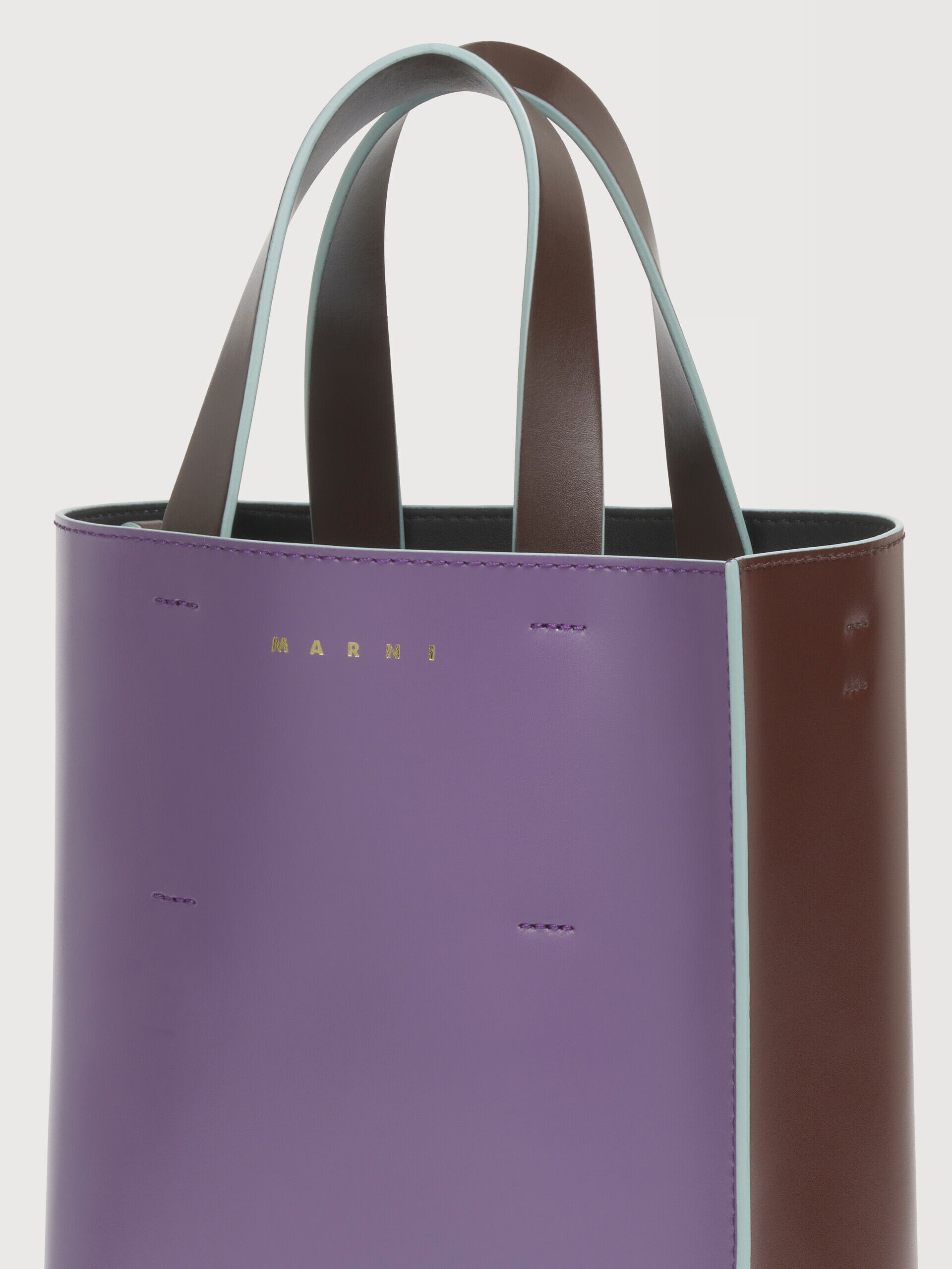 パープル＆ダークブラウン レザー Museo ミニバッグ | Marni