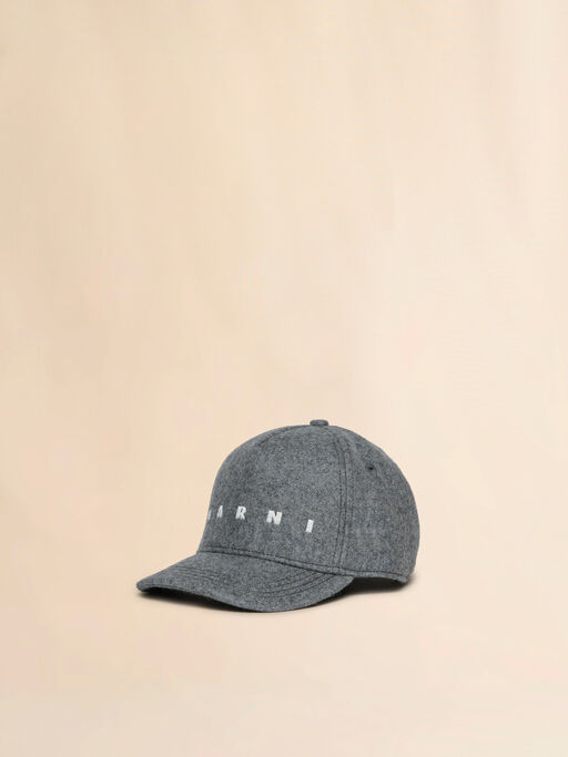 Grey melange felt baseball cap with embroidered logo - Caps