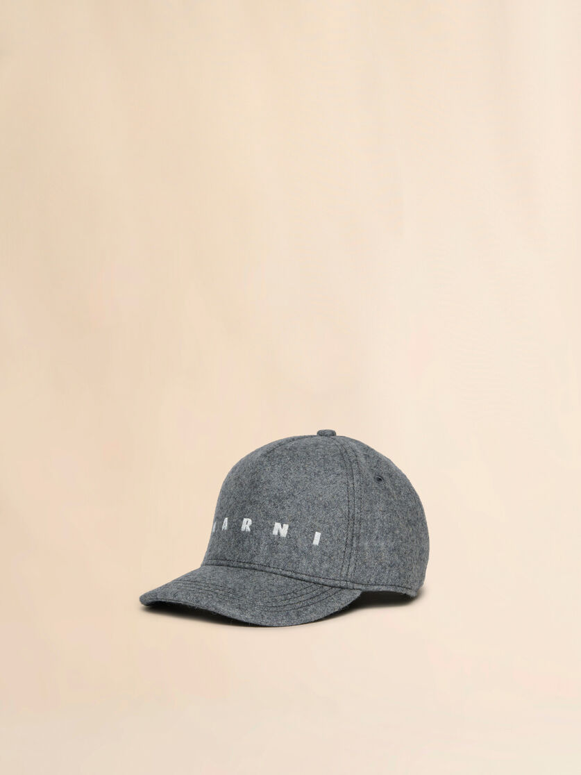 Grey melange felt baseball cap with embroidered logo - Caps - Image 1