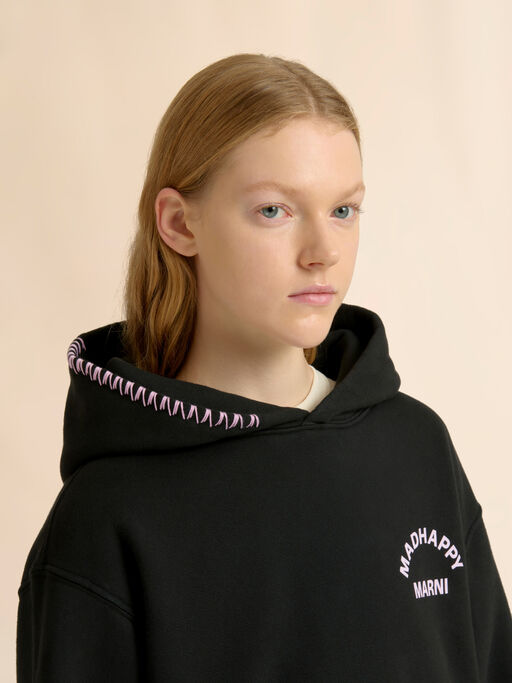 Marni + Madhappy black cotton hoodie with animal print - Sweaters