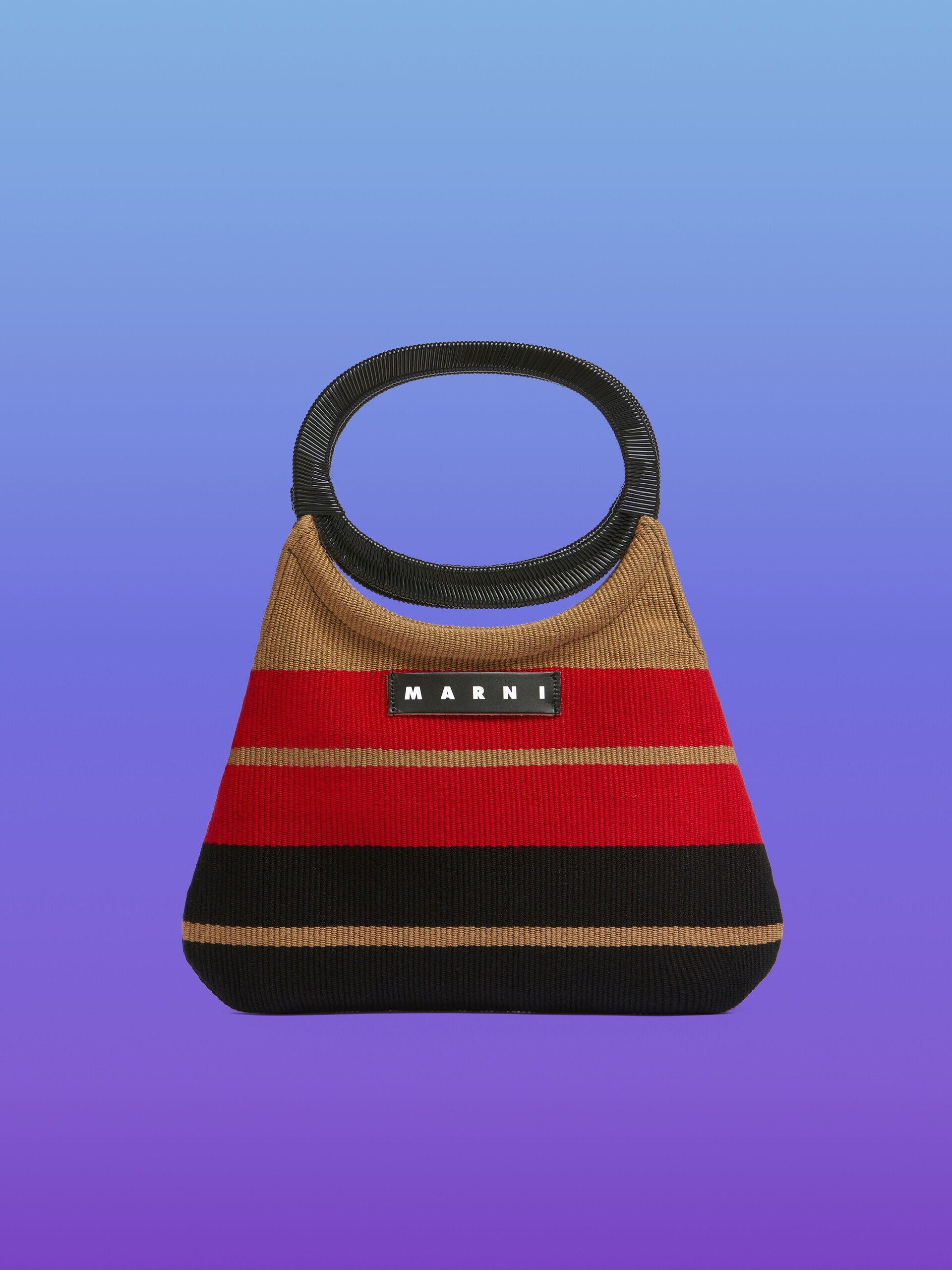 MARNIマルニマーケットボートバッグ レッド ブラック ストライプ Marni Market Boatバッグ | Marni
