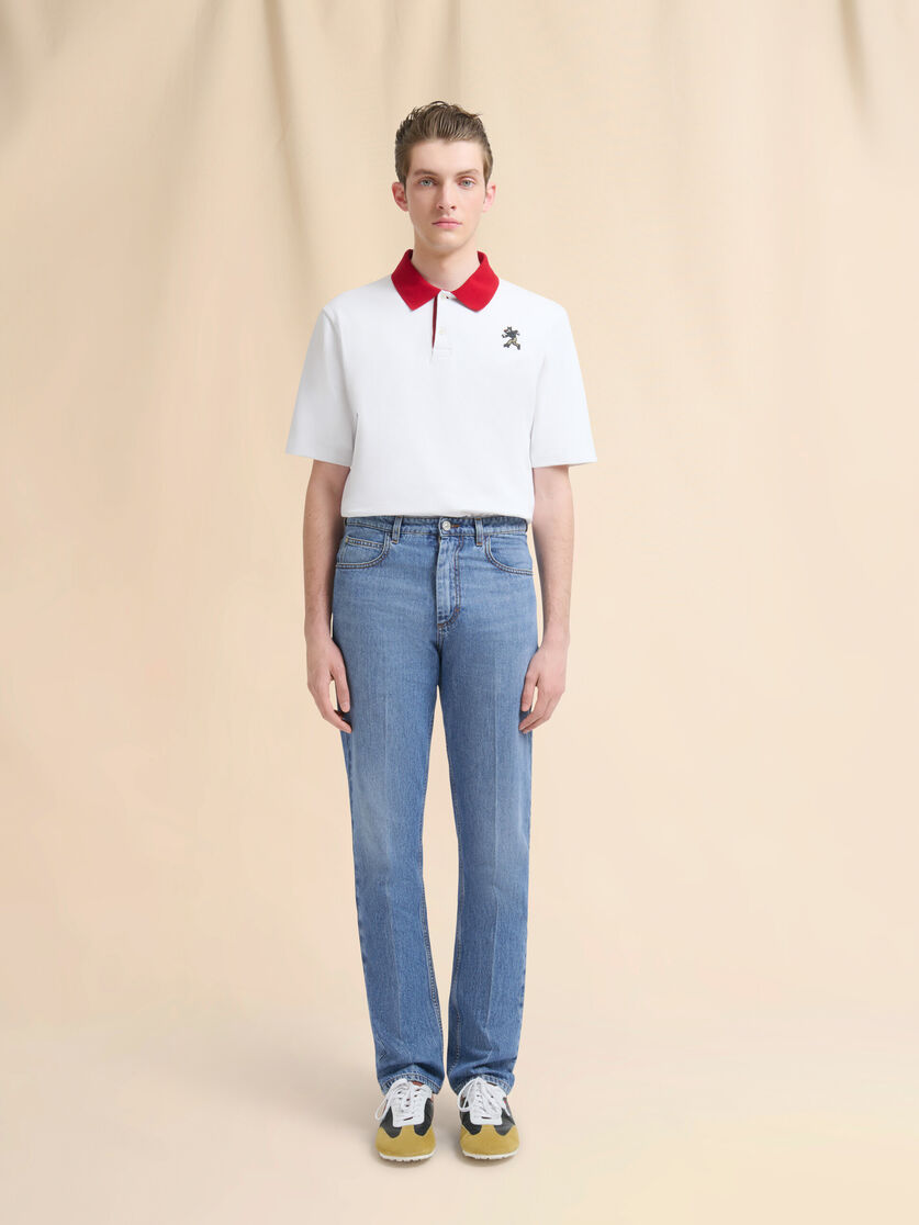 Blue denim trousers with straight leg - Pants - Image 2