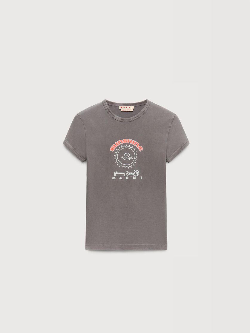 Grey cotton T-shirt with sunshine print, Image 1