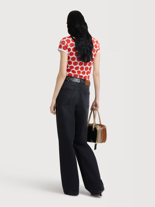 Jeans a gamba larga in denim nero - Pantaloni