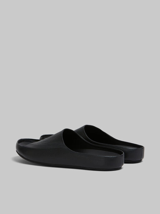 Black leather Fusslide sandal with Marni Mending embroidery - Sandals